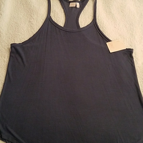 MAKE+MODEL Women's Blue Racerback Rib Tank Top - Picture 2 of 3